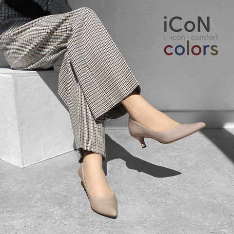 2024AW：iCoN COLORS：ポインテッドトゥ エナメル パンプス（C57171）グレージュE/mamian（マミアン）