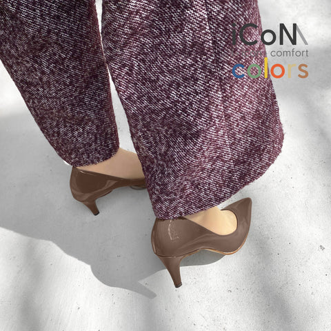 15%OFF：2025SS：iCoN COLORS：ポインテッドトゥ エナメル パンプス（C76531）ダークグレージュE/mamian（マミアン）