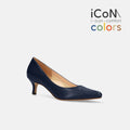 ラストワン15%OFF：2025SS：iCoN COLORS：ポインテッドトゥ スムース パンプス（C57173）ネイビー/mamian（マミアン）