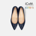 ラストワン15%OFF：2025SS：iCoN COLORS：ポインテッドトゥ スムース パンプス（C57173）ネイビー/mamian（マミアン）