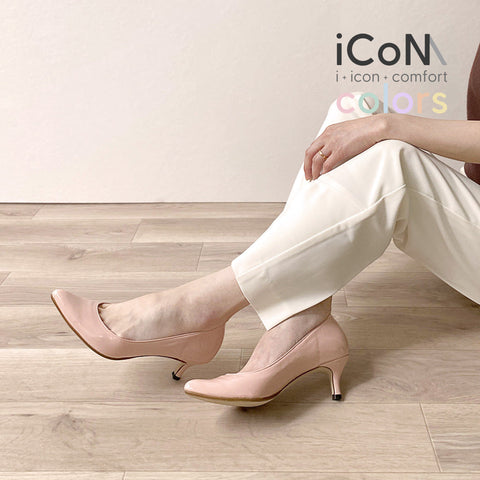 iCoN COLORS：ポインテッドトゥ エナメル パンプス（C57171）コーラル/mamian（マミアン）