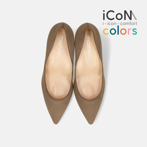 20%OFF：2025AW：iCoN COLORS：ポインテッドトゥ スエード パンプス（C76532）トープS/mamian（マミアン）