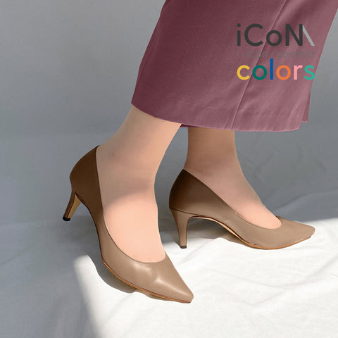 30%OFF：iCoN COLORS：ポインテッドトゥ スムース パンプス（C76533）ダークグレージュ/mamian（マミアン）