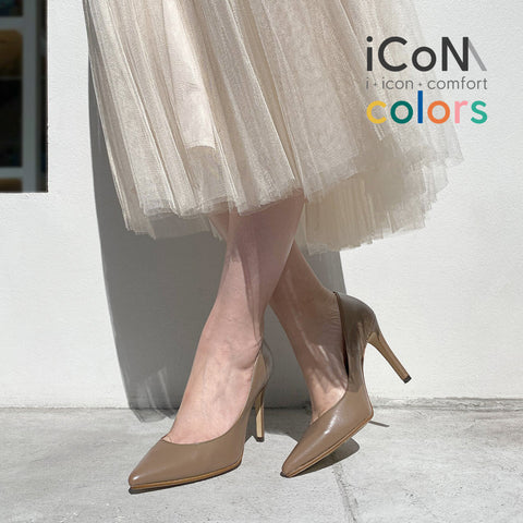 30%OFF：iCoN COLORS：ポインテッドトゥ スムース パンプス（C9043）ダークグレージュ/mamian（マミアン）