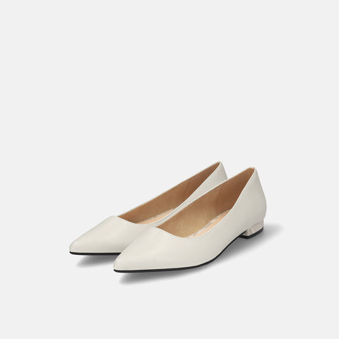 予約：2026SS：アクセントヒール フラットシューズ（4797）ホワイトグレー