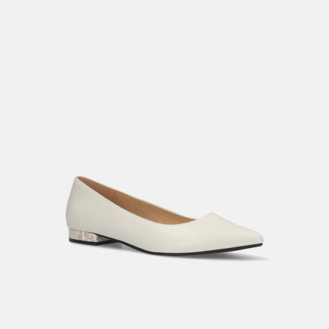 予約：2026SS：アクセントヒール フラットシューズ（4797）ホワイトグレー