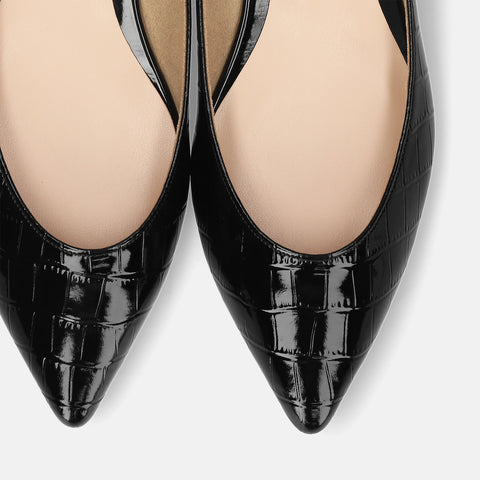 2025AW：ストラップデザイン 甲浅フラットシューズ（4801）ブラックCR/mamian（マミアン）