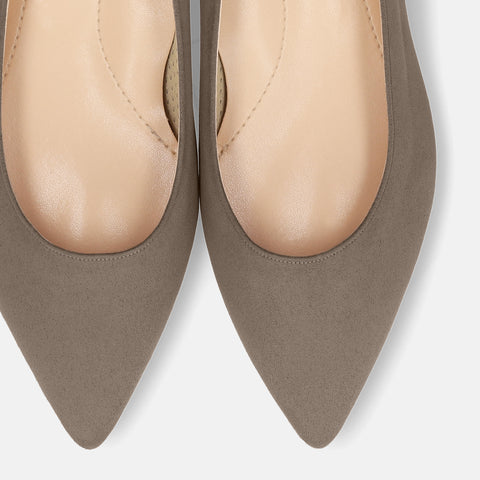 2025AW：iCoN COLORS：ポインテッドトゥ スエード フラットシューズ（C20142）グレージュS/mamian（マミアン）