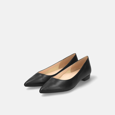 2025AW：iCoN COLORS：ポインテッドトゥ スムース フラットシューズ（C20143）ブラック/mamian（マミアン）