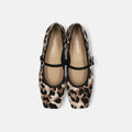 予約：2025AW：スクエアトゥ メリージェーン フラット（m10310）レオパード/mamian（マミアン）
