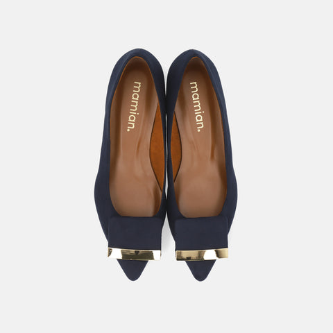 2025AW：アクセントバックル フラットシューズ（m17006）ネイビーS/mamian（マミアン）