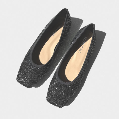 予約：2025AW：グリッター フラットシューズ（m10309）ブラックグリッター/mamian（マミアン）