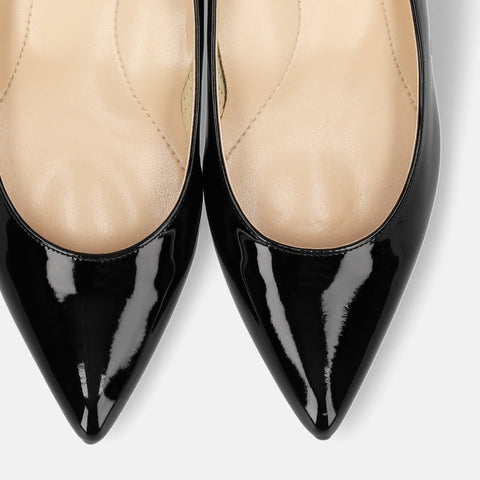 10% OFF: 2024SS: iCoN COLORS: Pointed Toe Enamel Pumps (C57171) Black E