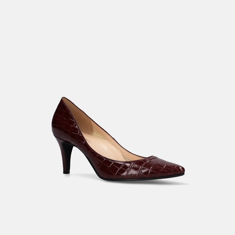 15% OFF: iCoN COLORS: Pointed toe crocodile pumps (C76534) Bordeaux CR