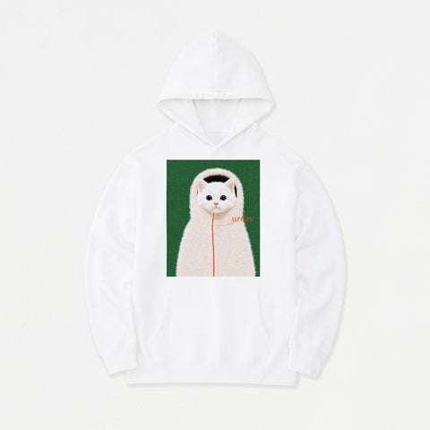 予約：urday【cat】アートワークスウェットプルパーカ（u-a-spk-0001-04）ホワイト