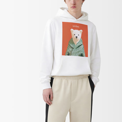 予約：urday【dog】アートワークスウェットプルパーカ（u-a-spk-0001-09）ホワイト