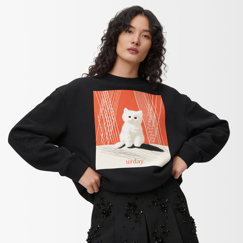 予約：urday【cat】アートワークスウェットシャツ（u-a-sw-0001-04）ブラック