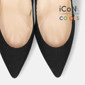 15%OFF：2025SS：iCoN COLORS：ポインテッドトゥ リネン パンプス（C76535）ブラックL/mamian（マミアン）