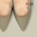 50%OFF：iCoN COLORS：ポインテッドトゥ リネン パンプス（C76535）SカーキL/mamian（マミアン）