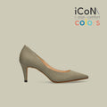 50%OFF：iCoN COLORS：ポインテッドトゥ リネン パンプス（C76535）SカーキL/mamian（マミアン）