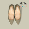 50%OFF：iCoN COLORS：ポインテッドトゥ リネン パンプス（C76535）SカーキL/mamian（マミアン）