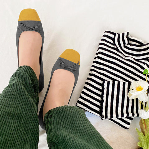 50%OFF：AWBI：スクエアトゥ バレエシューズ（3356）マスタードS/C/mamian（マミアン）