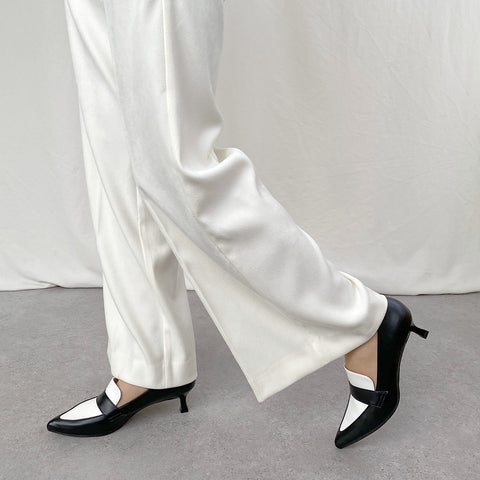 ラストワン50%OFF：ポインテッドトゥ ローファー パンプス（m55204）ブラック/C/mamian（マミアン）