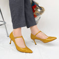 30%OFF：2025SS：Tストラップ パンプス 7cmヒール（m72003）マスタード/mamian（マミアン）